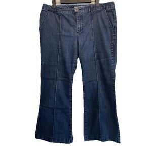 Chicos Platinum Denim Bootcut Jeans Womens Size 2 (Large)Short Dark Wash Stretch